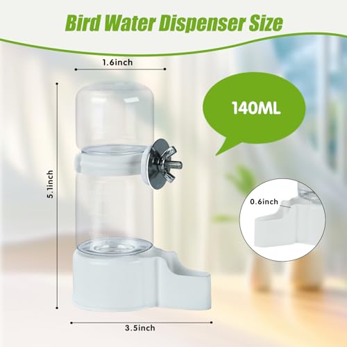BWOGUE Automatic Bird Water Dispenser, 4.73 Fl Oz Parakeet Water Dispenser for Cage No Mess Suspended Bird Water Feeder for Cockatiel Budgie Conure Lovebirds - Image 3