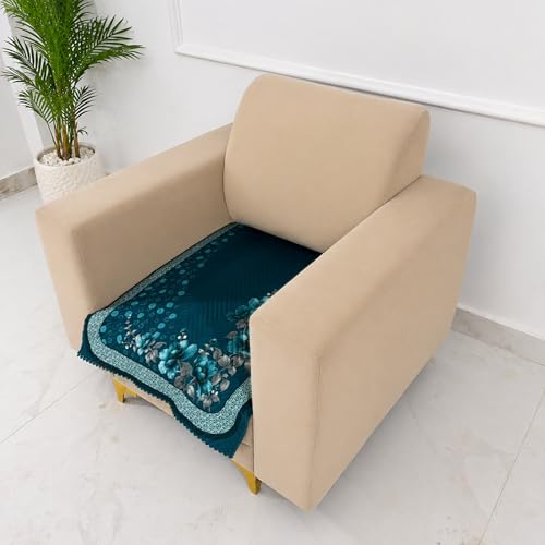 Image of Homerz 'Brooklyn Series' Premium Sofa Cover | Quilted Floral Design | Non-Slip Washable Sofa Protector | Soft Anti Slip Fabric (Teal, 1 Seater, Only Seat Cover)