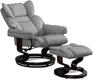 Blisswood Recliner Chair With Footstool, Swivel Recliner Sofa Chair Armchair Lounge 135° Reclining High Back Ergonomic Couch Bed Upto 160kg Weight Capacity With Tilting Lock Mechanism For Living Room