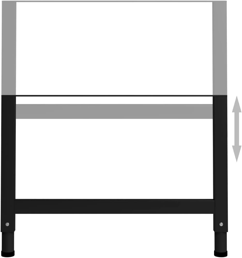 vidaXL 2X Adjustable Work Bench Frame Work Table Tool Leg Bracket Workstation Workshop Garage Height Adjustable Home Metal 33.5" Black