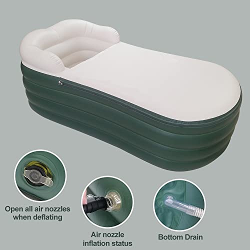 Sibosen Inflatable Bathtub For Adults, Portable Freestanding Bath For Home Foldable Blow Up Spa Soaking For Single Person Or Compliment Bathroom Shower With Electric Air Pump (Green) #TOP2