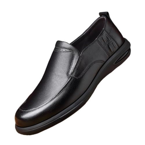 Men's Casual Leather Shoes Black Slip-on Low-top Fashionable Leather Shoes Oxfords(7)2