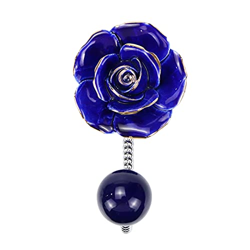 Woogim 2 Pcs 3D Flower Ceramic Wall Coat Hook，Chrome Decorative Robe Hook, Scarf, Bag, Towel, Hat Etc For Kitchen Bathroom Office(Blue Rose With Plated Gold) #TOP2