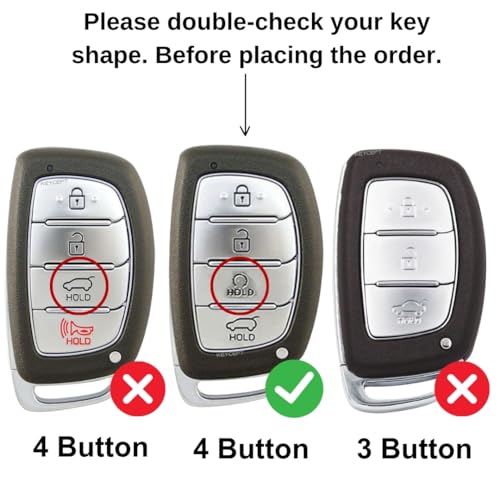 Image of KEYCEPT Metal Armor Key Cover Compatible for Hyundai Creta, Venue, Alcazar, Elantra, i20, Tucson, N Line, EV and Facelift Models for 4 Button smart Key | Stylish & Durable | Scratch Resistant