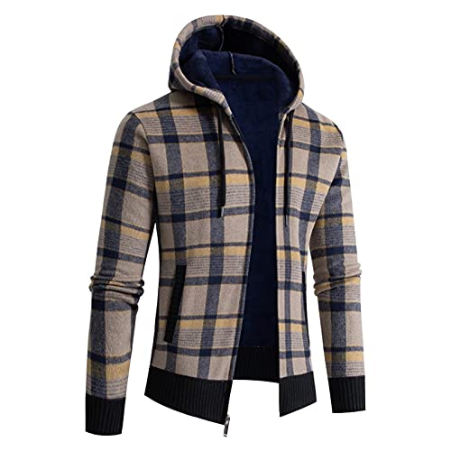 Cardigan pour homme avec sweat à capuche pour hiver décontracté