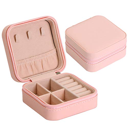 Jewelry Travel Case Lightweight Zipper Portable Leather Travel Jewelry Box for Women Mom Teen Wife Fashion Small Travel