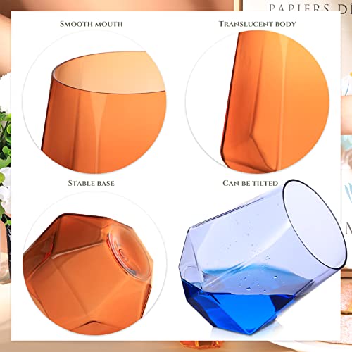 Gerrii 24 Pieces Diamond Plastic Stemless Wine Glasses Bulk 12Oz Colorful Drinking Cups For Kids Party Favors Reusable Whiskey Glasses Shatterproof Wine Tumblers For Wedding Bridal Shower Party Gift #TOP2