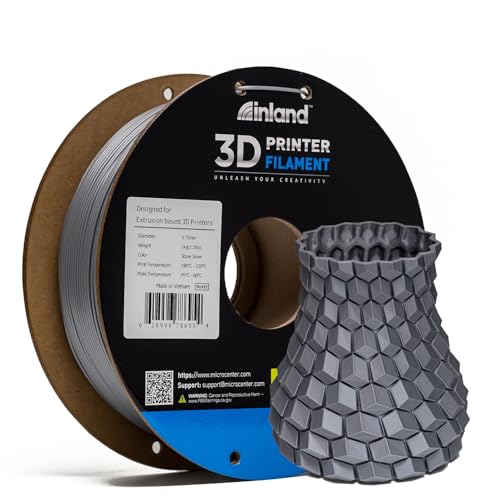 Inland PLA Filament 1.75mm Silver 1KG, 3D Printer Filament Dimensional Accuracy +/-...