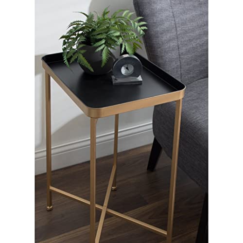 Kate And Laurel Celia Modern Square Tray Side Table, 14 X 14 X 26, Black And Gold, Foldable Metal Accent Table For Storage And Display #TOP2