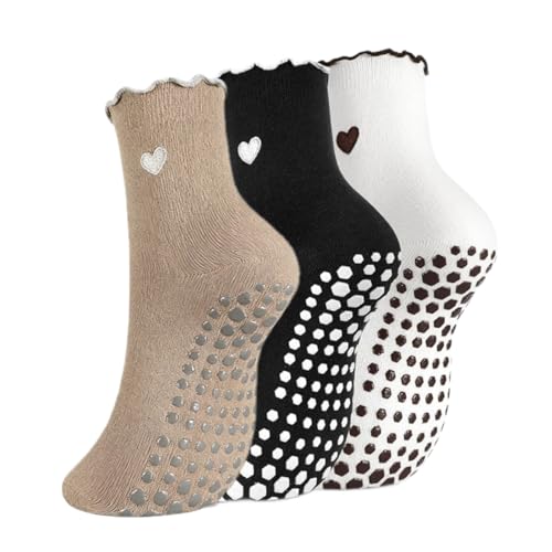Image of Grip Socks Pilates,Cute Pilates Socks for Women, Ruffle Grippy Sock for Yoga Barre Hospital