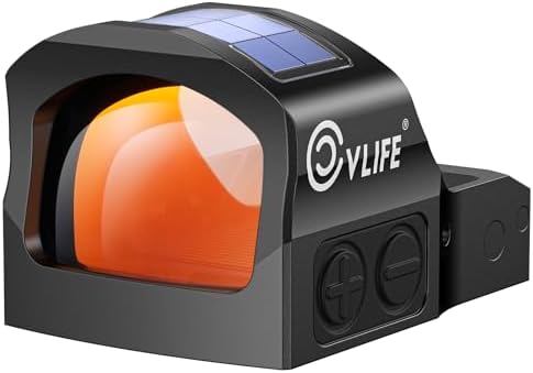 CVLIFE WildHawk X Solar Auto Brightness Red Dot Sight for RMR & Full-Sized Setups, 2 MOA Dot & 48 MOA Circle Open Reflex Optics, Motion Awake 3000G Shockproof Scope with Adapter for MOS & Picatinny