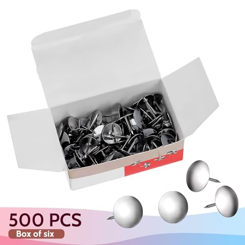 500 Stück Reißnägel Silber Edelstahl Rostfrei 3/8 Zoll Rund Metall für Poster, Büro, Pinnwand, Korktafeln und Wand