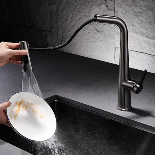 Robinet de cuisine anti-éclaboussures avec douchette extractible 3 jets