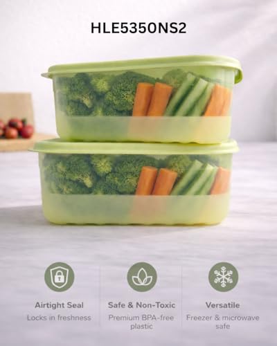 Image of LocknLock Fresh Block 1.3L Food Storage Containers (Pack of 2) | Airtight Fridge Storage Box with Air Vent System | BPA-Free Vegetable, Fruit & Grocery Storage Container