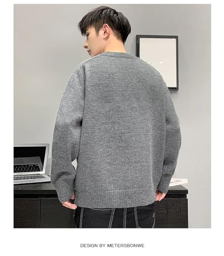 Pull chaud homme col rond automne hiver solide maille