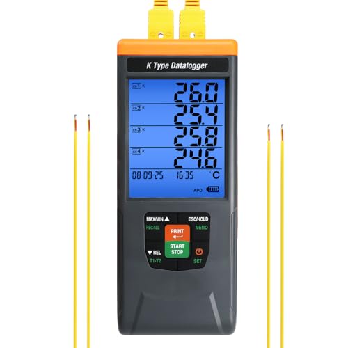 Thermomètre numérique 4 canaux type K pour maintenance CVC et labo