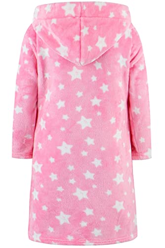 Image of Umeyda Girls Fleece Hooded Robes, Warm Printed Bath Robe for Kids Soft Fuzzy Bathrobe for Gifts