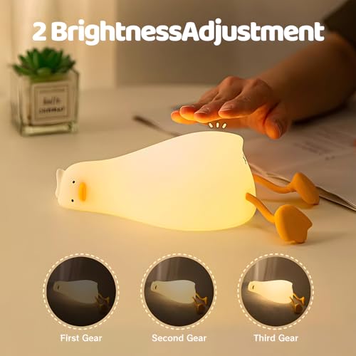 Image of Rytinazzz Silicone Night Light for Kids, 50H Long Battery Duck Lamp (Lying), Gift for Kids, Soft Dimmable Bedside Light, Rechargeable Tap Control