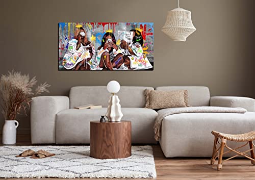 Jkwall77 Fashion Black Girl Wall-Art - Graffiti Canvas Wall Art Living Room - Bedroom Decor For Teen Girls Ready To Hang Size 40" X 20" #TOP1