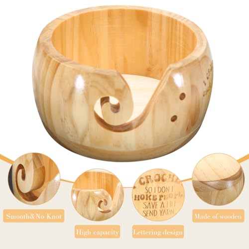 Image of I Crochet So I Don't Choke People Yarn Bowls- Yarn Bowls for Crocheting, 6 inch x 3 inch Knitting Yarn Bowl with Holes, Crochet Bowls for Yarn, Knitting Accessories for Crocheting, Gifts for Crocheters (WOOD)