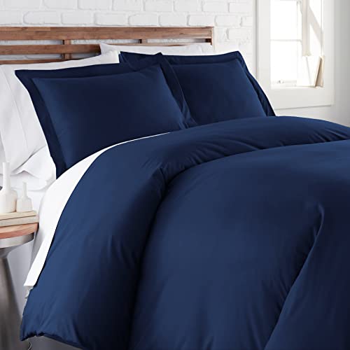 Navy Blue Duvet Cover Set Cal/King Size w/ 2 Pillow shams, Comforter Cover
