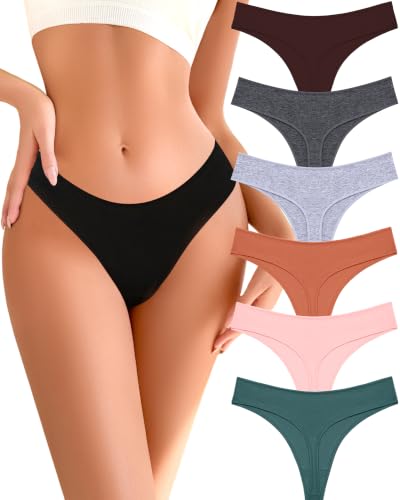 Image of READY TO LOVE Cotton Underwear for Women Pack Breathable Thongs for Women Sexy Stretch Soft Womens Panties Thong XS-XL