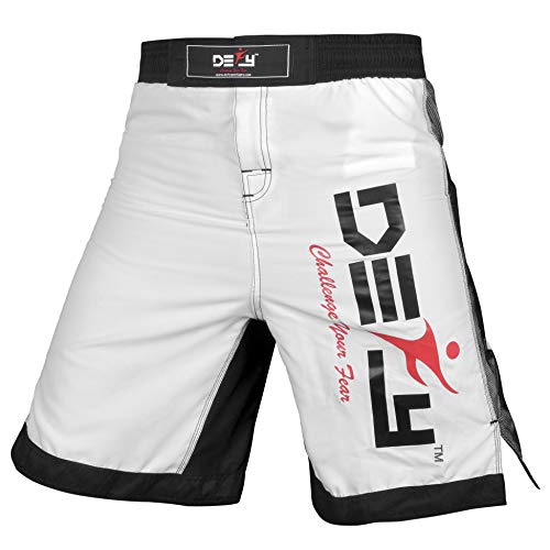 DEFY Xtreme MMA Fight Shorts UFC Cage Fight Grappling Muay Thai Kickboxing White