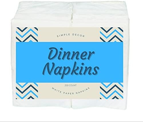 Disposable Dinner Napkins Linen Feel Paper ~ Cloth-Like Guest Hand Towels ~ White Napkin ~ Pack Of 200 ~ Super Soft and Highly Absorbent Cloth-Like Tissue ~ For Bathroom, Kitchen, Parties, Shops