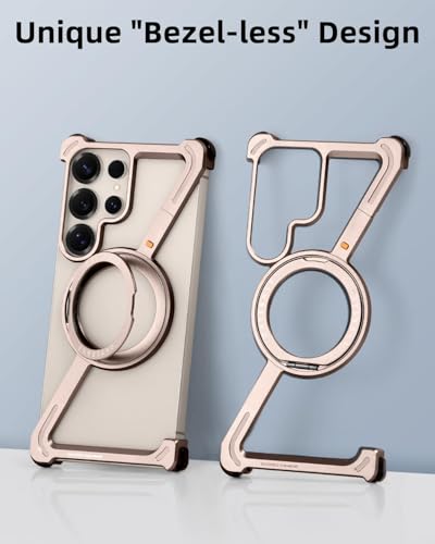 Image of Bumper Case with Kickstand Compatible with Galaxy S26 Ultra Case with Wireless Charging | Luxury Aluminum Armor (Dessert)