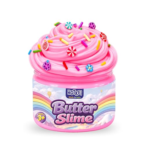 Image of HOTKEI Pink Rose Scented Butter Slime for Kids 3 to 10 Years Kit Set with Sprinkles Candy Charms Soft Stretchy Toy Birthday Return Gift Toys for Kids Boys Girls Birthday