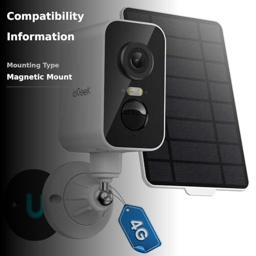 image for ieGeek 4G LTE Cellular Security Camera Wireless Outdoor, No WiFi Solar