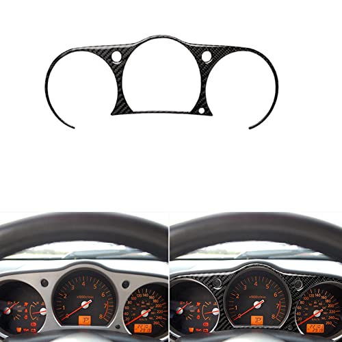 UOADA car Dashboard Speedometer Frame Trim Sticker Real Soft Carbon Fiber car Interior Compatible with Nissan 350Z 2003 2004 2005 2006 2007 2008 2009 Accessories Black