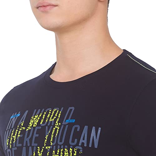 Image of Spykar Men's Cotton Blend Slim T-Shirts