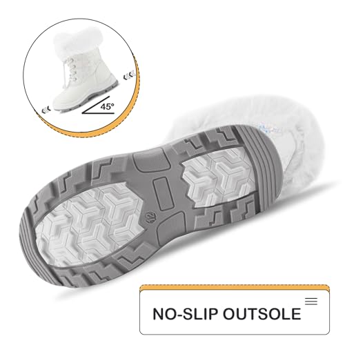 K KomForme Girls Glitter Snow Boots Kids Bungee Lacing Warm Faux Fur-Lined Anti-Slip Outdoor Winter Shoes Toddler/Little Kid/Big Kid4