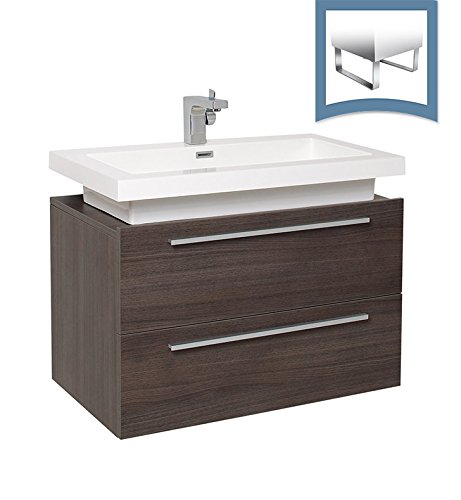 Fresca Medio 32" Gray Oak Modern Bathroom Cabinet W/Vessel Sink #TOP25