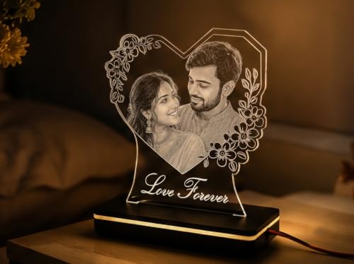 Image of Customized Photo Plaque | Personalized Printed Frame Acrylic Tabletop (Floral - Engraving)
