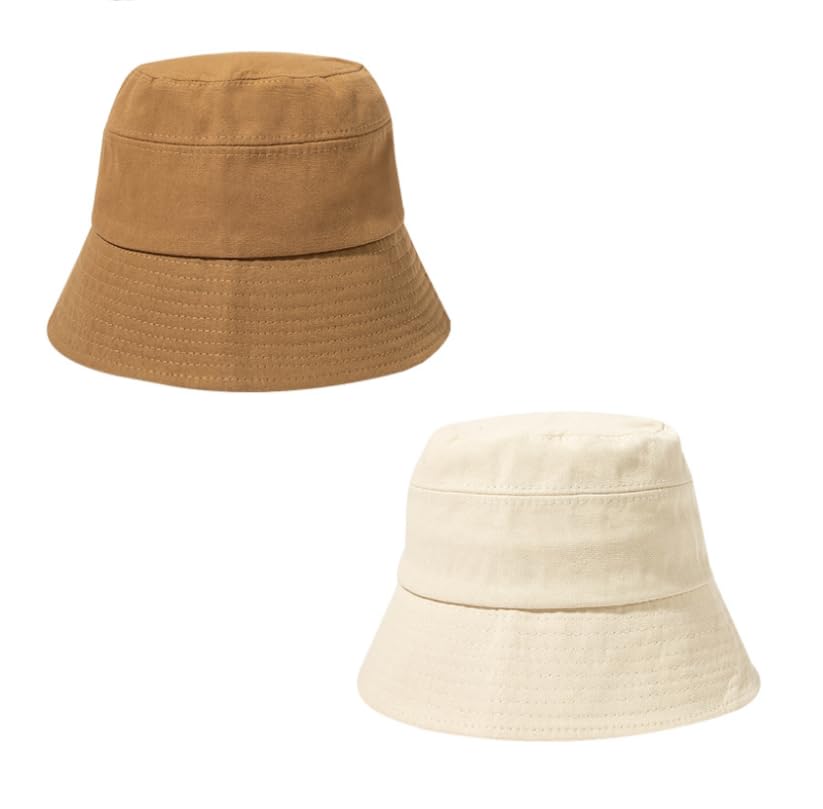 2PCS Unisex Cotton Bucket Hat for Women Men, Denim Packable Fisherman, Summer Sun Beach Hat for Casual Trips (M,08)