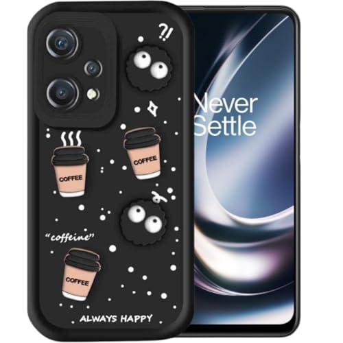 Image of Back Case Cover Compatible with OnePlus Nord CE 2 Lite 5G | Cute Fun Cartoon 3D Ball Coffee Silicone Case | Body Protection | Camera Protection | Shock Proof | (Black)