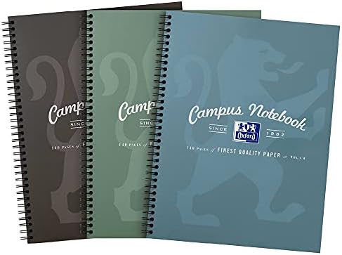 Oxford Campus, A4 Notebook, Lined, 140 Page, Metallic Assorted Colours, Pack of 3