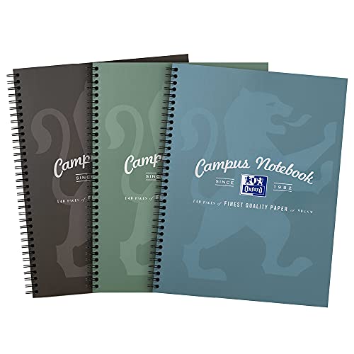 Oxford Campus, A4 Notebook, Lined, 140 Page, Metallic Assorted Colours, Pack of 3