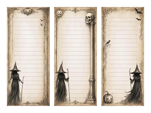 Lista de compras de Halloween y bloc de notas magnético negro estilo bruja vintage