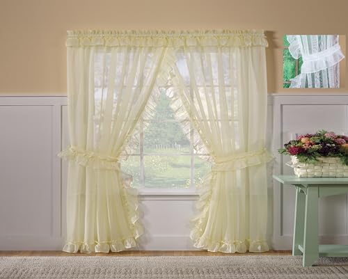 Today's Curtain, Emelia Priscilla Sheer Pair 96" W x 84" L, White, 5-Piece-Set by Today's Curtain - Used condition - US$25.54