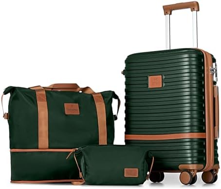 Joyway Luggage Set 3 Piece Suitcase Sets, Expandable Carry on Luggage with Spinner Wheel, Hard Shell Luggage Set with TSA Lock, Black brown, 4 piece set (13/20inch), Hardside Expandable Travel Laggage 31