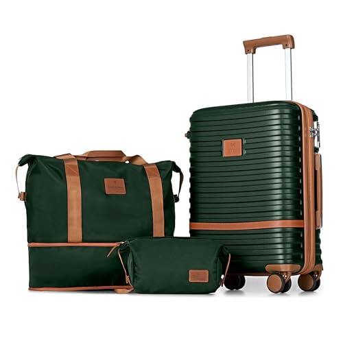 Image of Joyway Carry On Luggage 20 Inch Expandable Suitcase with Spinner Wheel, 3 Piece Hard Shell Luggage Set with TSA Lock(Green)
