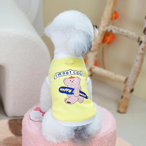 Izefia 2 Pieces Dog Shirts Clothes T Shirt for Small Dog Breathable Bear Pattern Cool Summer Cotton Tank Top Vest Puppy Cat L - Image 4