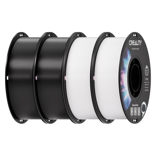 Image of Creality 4 kg Black & White PETG Filament 1.75mm, 3D Printer Filament Bundle, Excellent Toughness High Precision, Odorless Non-Toxic Moistureproof, 4 Pack-1 kg (Black, Black, White, White)