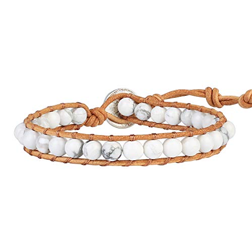 Image of KELITCH Turquoise Beaded Wrap Bracelets Bangle Handmade Charm Chain Strand Bracelet For Women