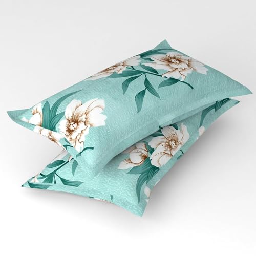 Image of HOMEKART 220 GSM Microfiber 4 Piece Comforter Bedding Set for Double Bed | King Size AC Comforter + Flat Bedsheet (90x100 Inch) & 2 Pillow Covers | Ultra Soft, Lightweight & All-Season (Green)