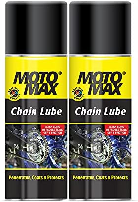 Motomax Chain Lube Aerosol Spray 200 ml (Pack of 2)|Provides Lubrication, corrosion protection - Chain, sprockets for Bikes, Cycle, Cars|Avoid Sling Off & Prevent Chain breakage| Extended Chain Life