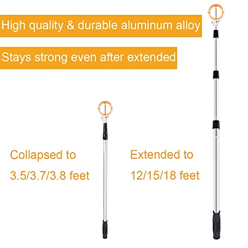How True Golf Ball Retriever,12/15/18Ft Aluminum Alloy Golf Ball Retriever For Water Telescopic With Spring Release-Ready Head And Locking Clip, Golf Accessories Golf Gift For Men Women (12Ft) #TOP2